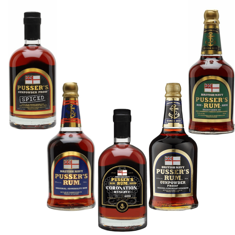 E-shop Pusser's Rum Coronation + Blue Label + Gunpowder Proof Rum + Spiced + Select Aged 151