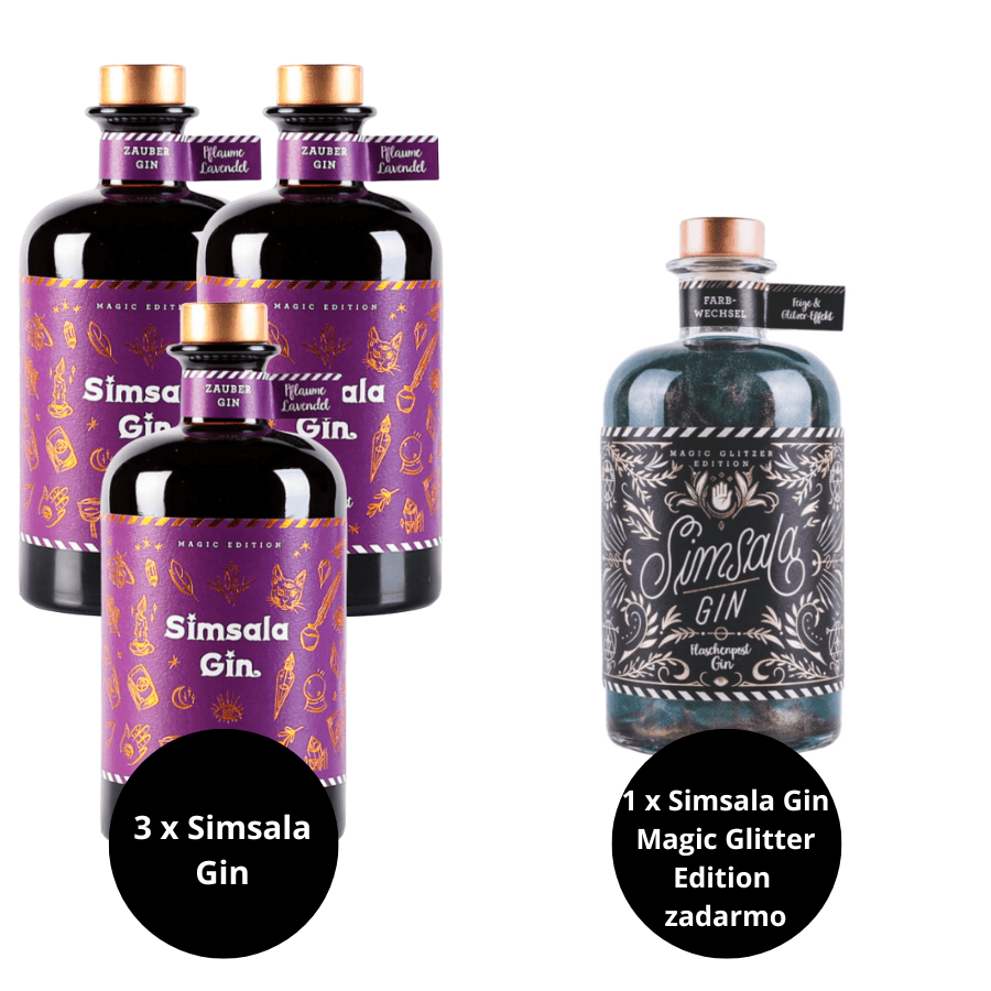 3 x Simsala Gin + Simsala Gin Magic Glitter Edition zadarmo