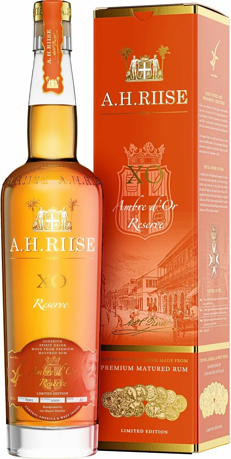 A.H. Riise XO Ambre D´Or RUM 42% 0.7L