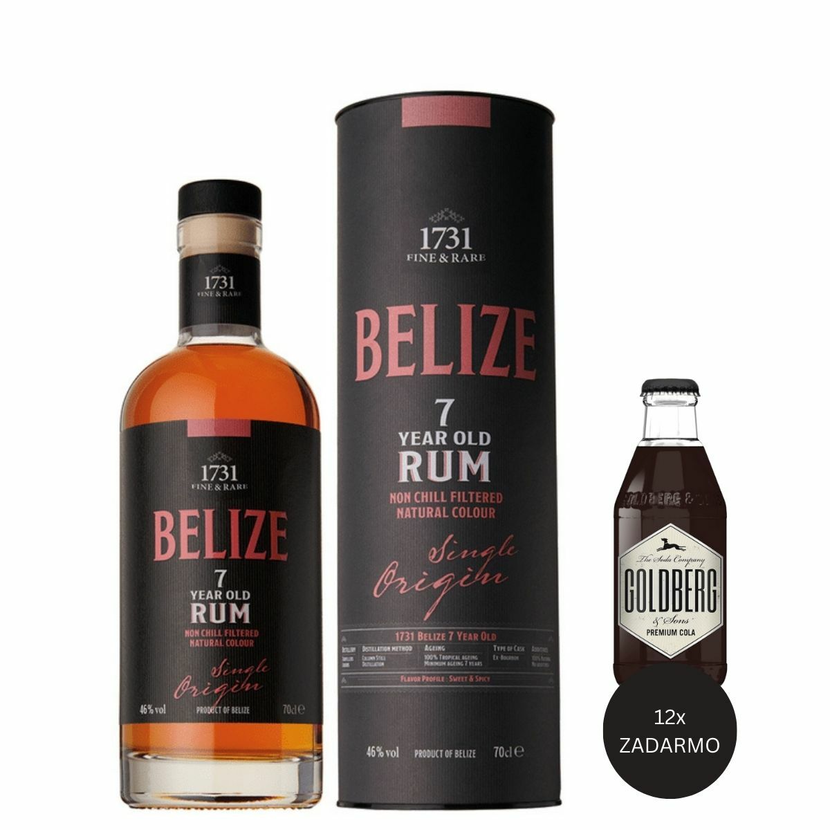 1731 Belize 7 Y.O., GIFT + 12 x Goldberg Premium Cola ZADARMO