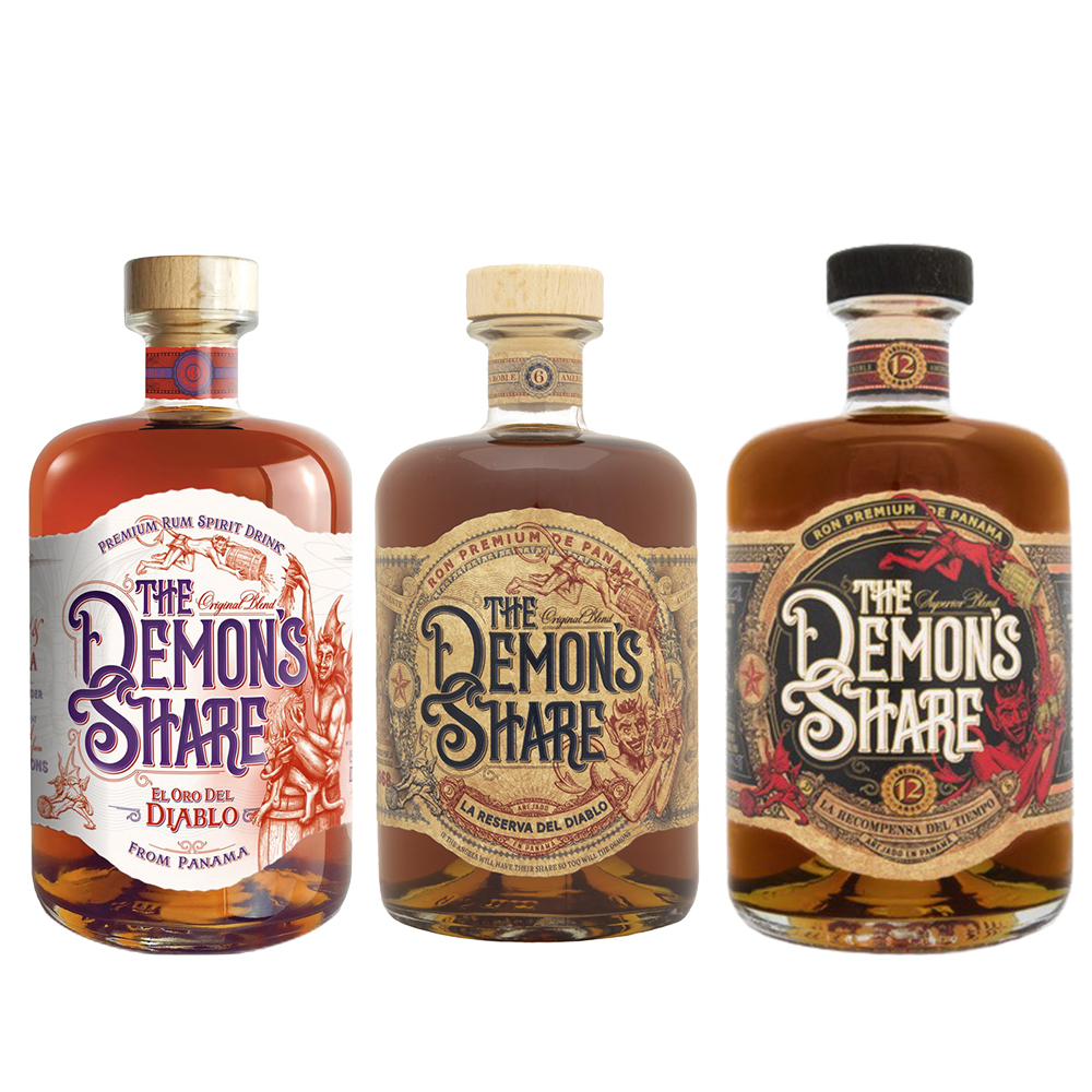 The Demon's Share Rum 12 Y.O., GIFT + The Demon's Share + The Demon's Share El Oro del Diablo The Demon's Share Rum 12 Y.O., GIFT + The Demon's Share + The Demon's Share El Oro del Diablo