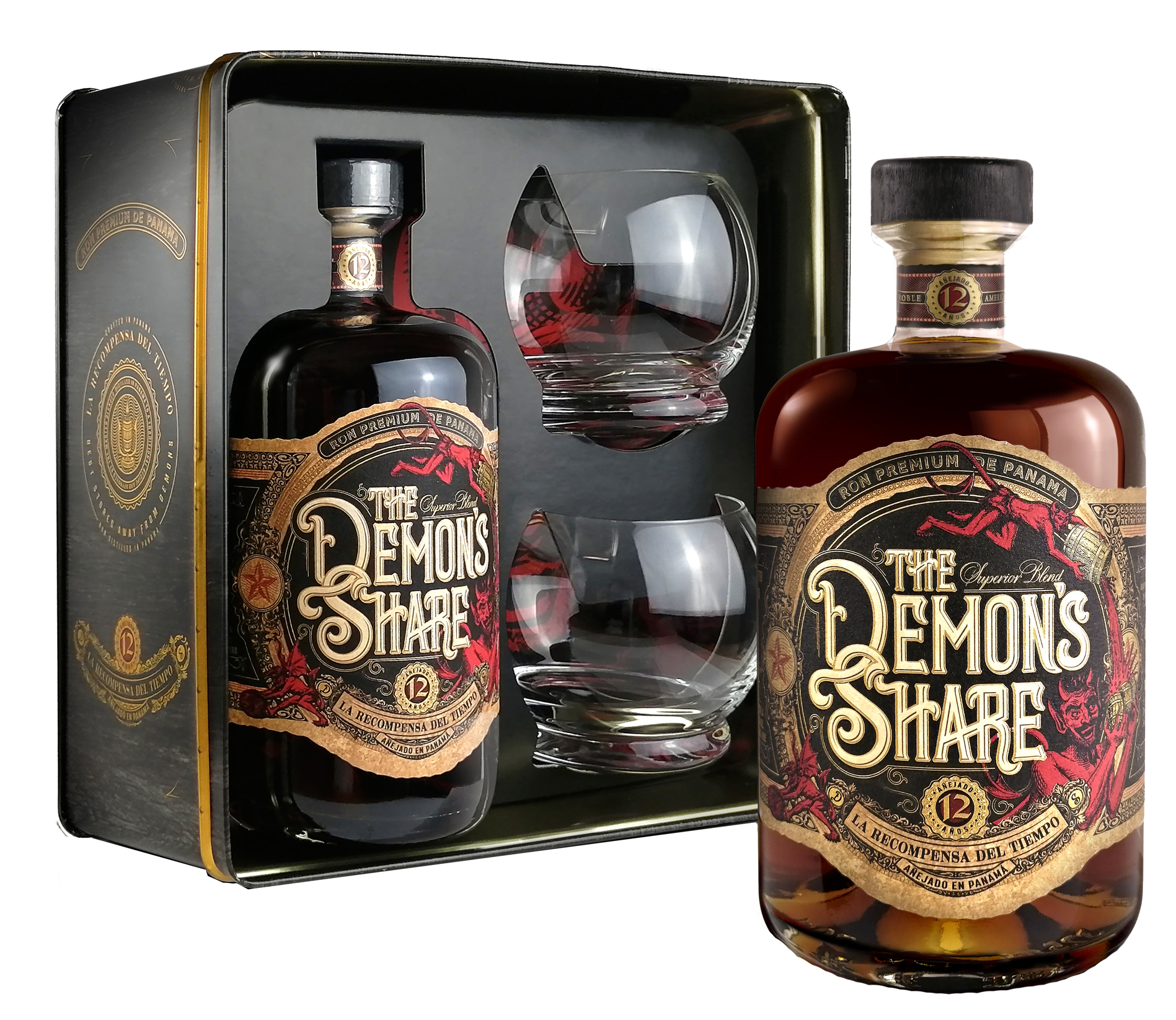 The Demon\'s Share Rum 12 Y.O. Glass Set