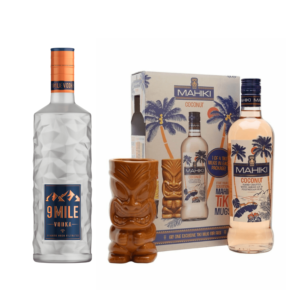 9 Mile Vodka 1 L + Mahiki Coconut Tiki Mug Set