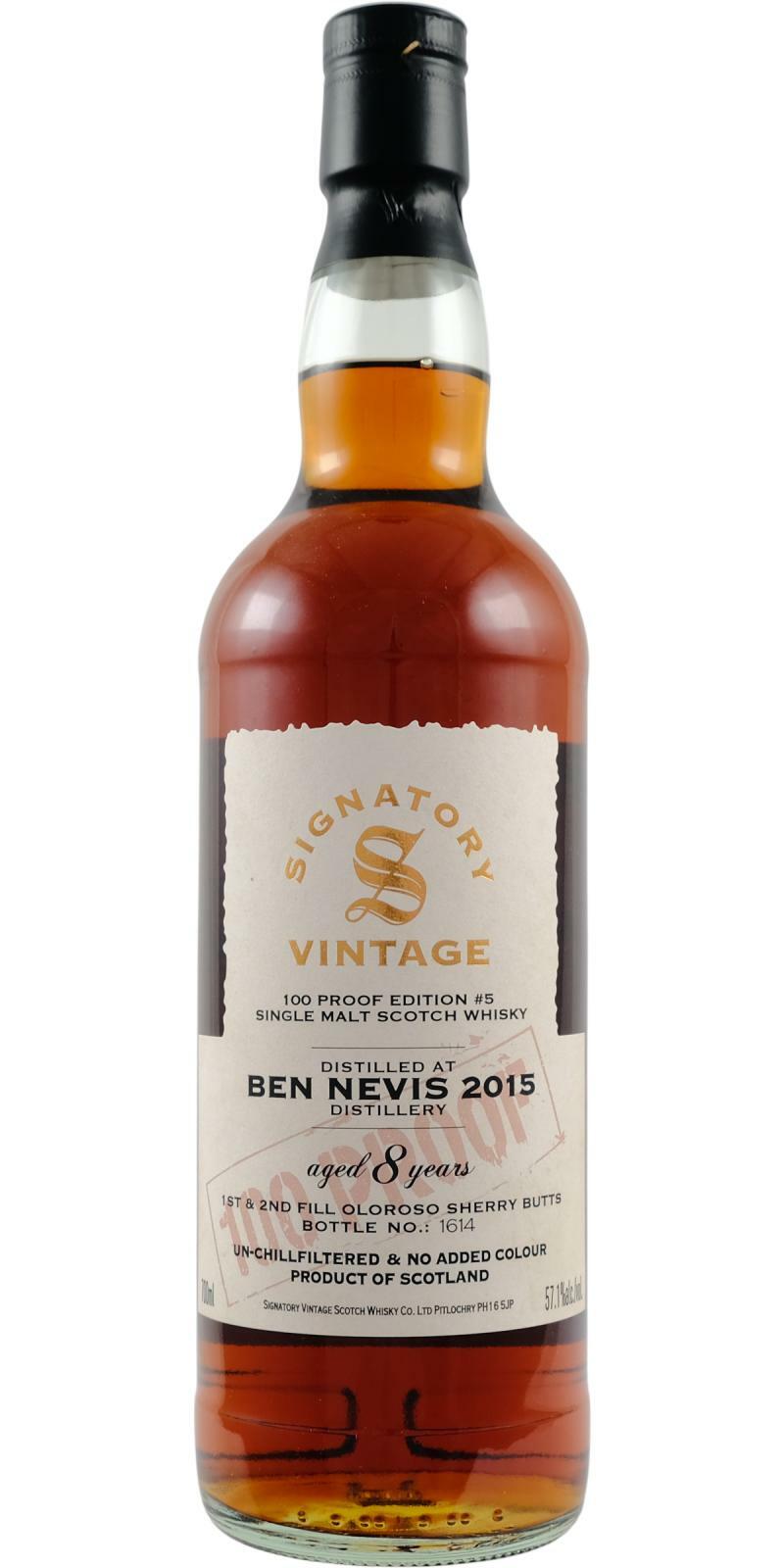 Signatory 100 Proof Ben Nevis 2015, 8 Y.O.