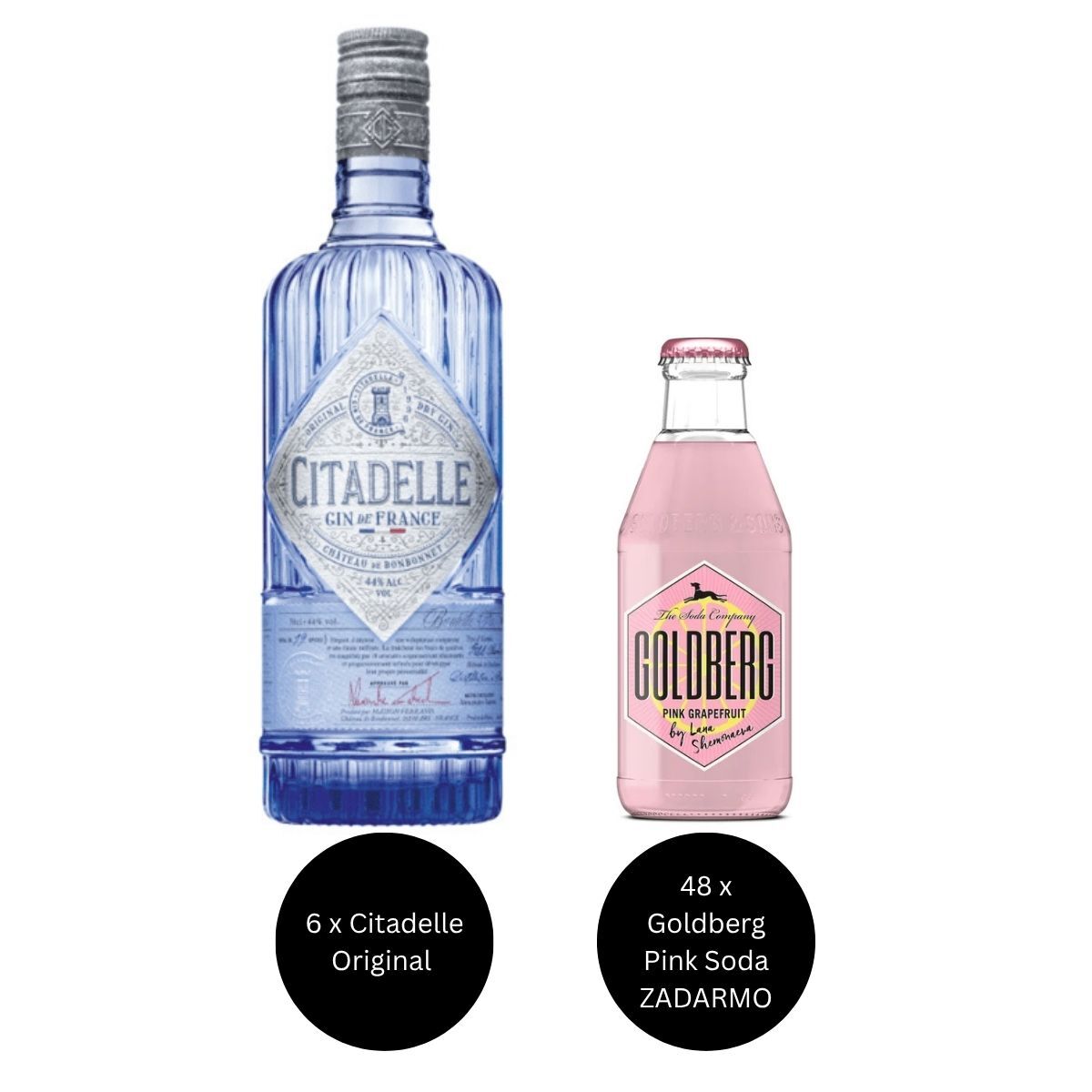 6 x Citadelle Gin Original + 48 x Goldberg Pink Grapefruit Soda ZADARMO