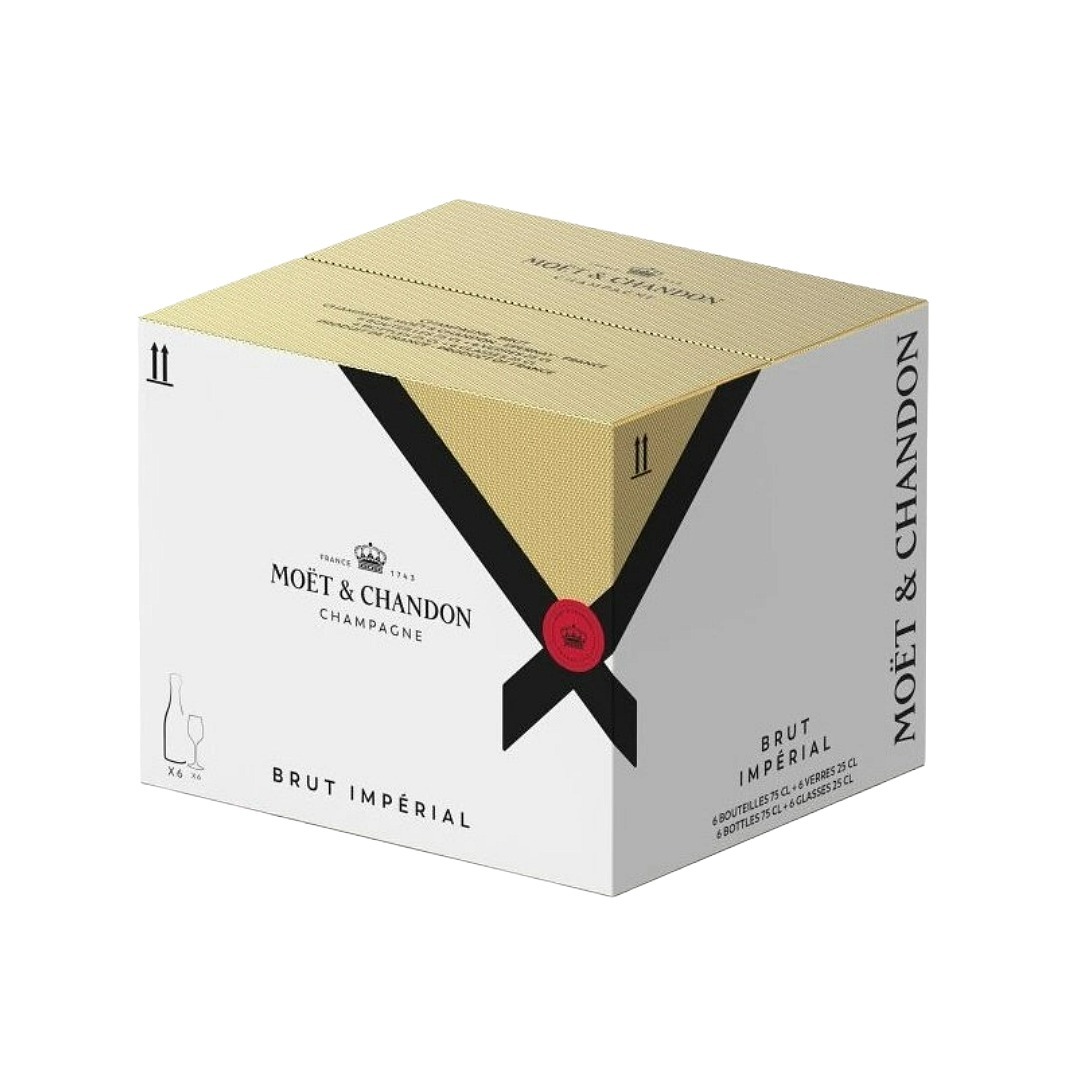 Moët & Chandon Impérial Brut 6 Fliaš + 6 Pohárov, 6 x 0.75 L