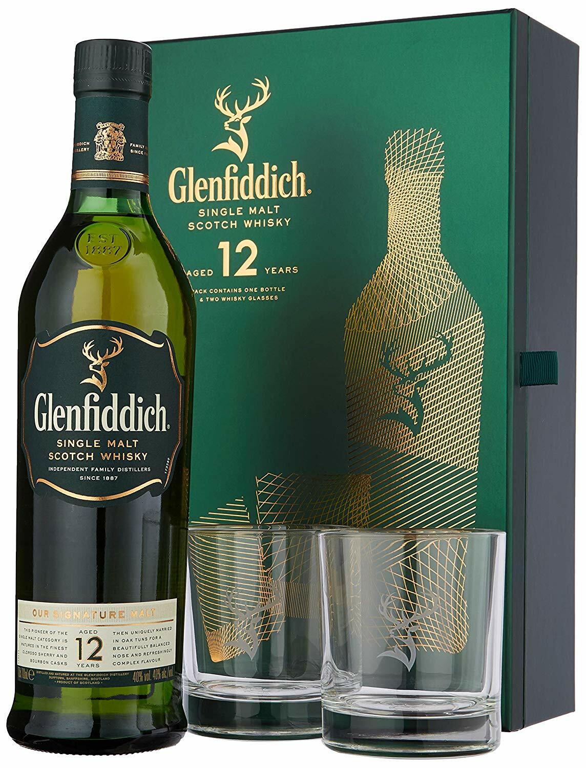 Glenfiddich 12 Y.O. + 2 poháre, GIFT