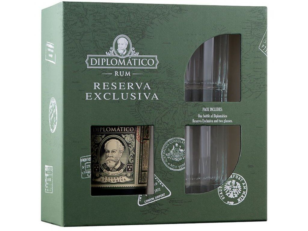 Diplomático Reserva Exclusiva 12 Y.O. + 2 poháre