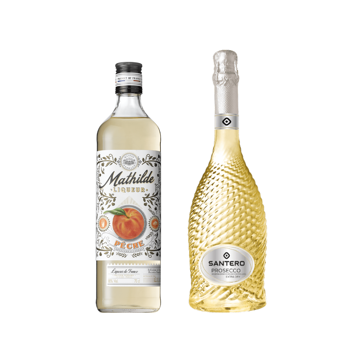 Mathilde Liqueur Péche + Santero Prosecco Extra Dry