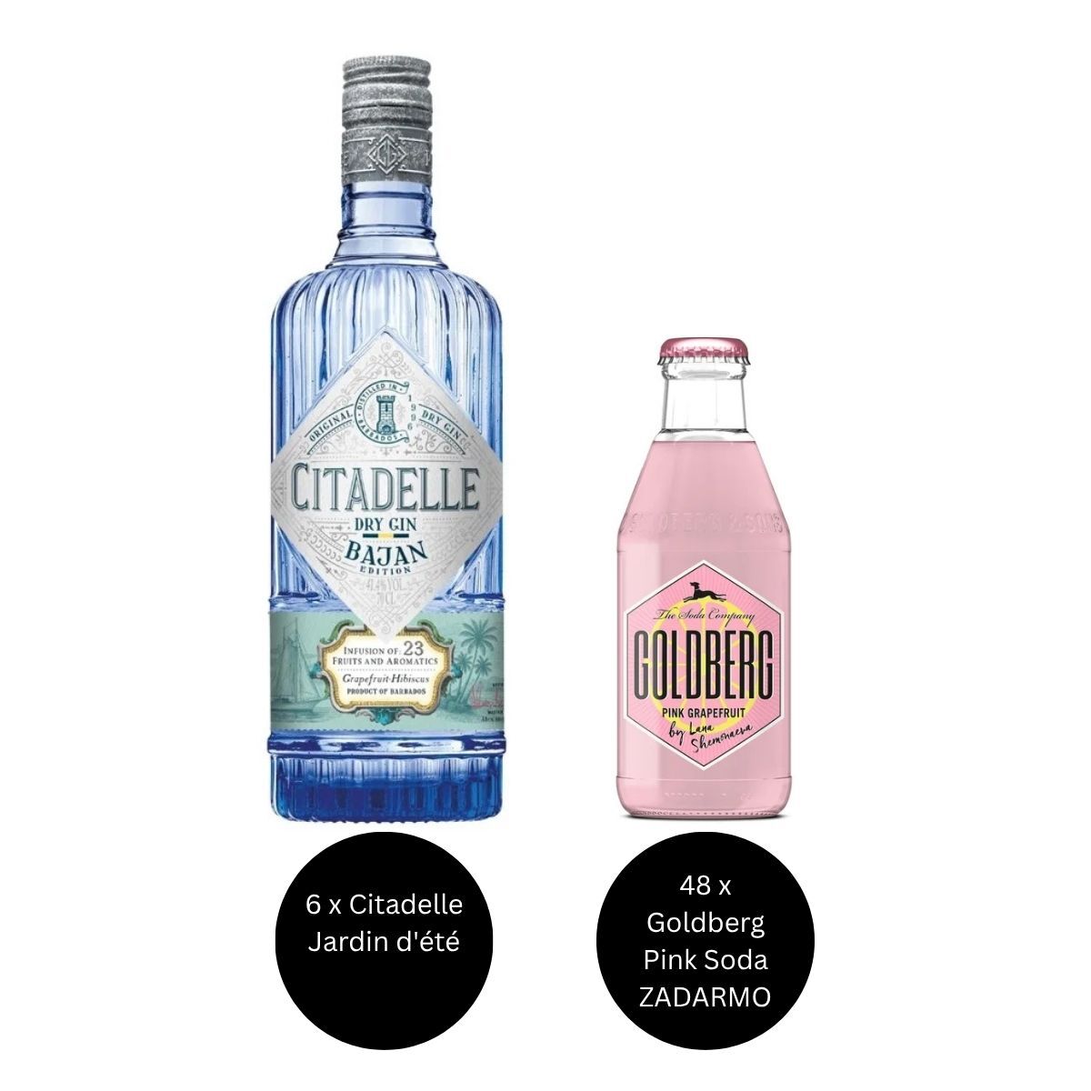 6 x Citadelle Gin Bajan + 48 x Goldberg Pink Grapefruit Soda ZADARMO
