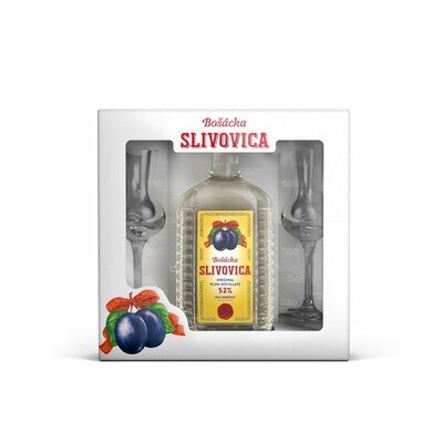 Bošácka slivovica - hranatá + 2 poháriky