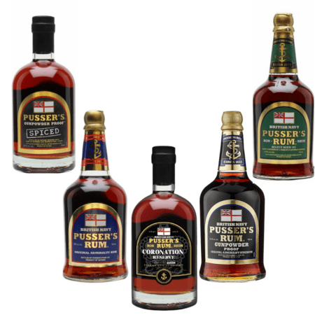 Pusser&#039;s Rum Coronation + Blue Label + Gunpowder Proof Rum + Spiced + Select Aged 151