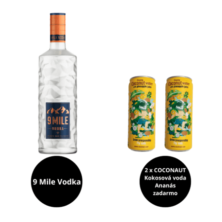 9 Mile Vodka + 2 x COCONAUT Ananásová voda