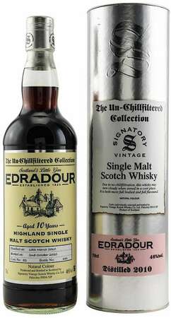 Signatory Vintage Edradour 10 Y. O. The Un-Chillfiltered Collection 2010, GIFT
