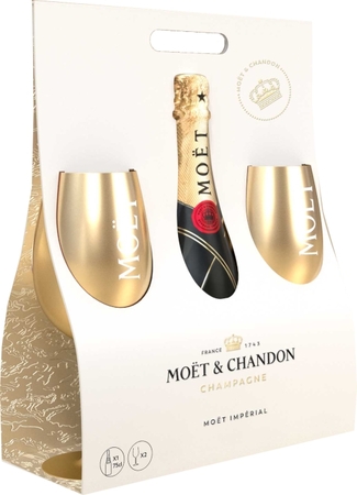 Moët &amp; Chandon Brut Imperiál + 2 zlaté poháre, GIFT