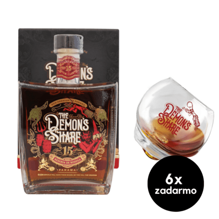 The Demon&#039;s Share Rum 15 Y.O., GIFT + 6 x pohár zadarmo