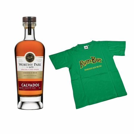 Worthy Park Special Cask Calvados 10 Y.O., GIFT + Worthy Park Rum-Bar - Tričko