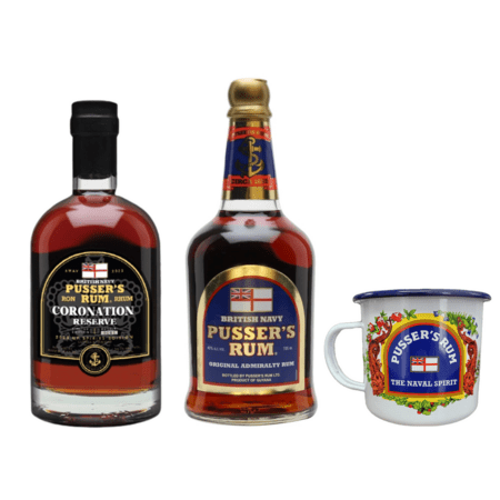 Pusser’s Rum Coronation Reserve + Pusser&#039;s Rum Blue Label + pohár zadarmo