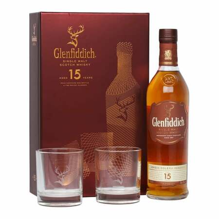 Glenfiddich 15 Y.O. + 2 poháre, GIFT