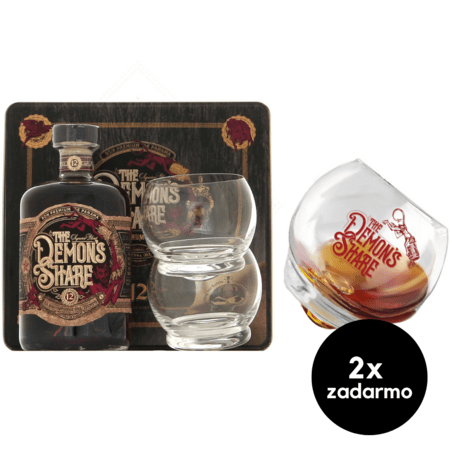 The Demon&#039;s Share Rum 12 Y.O. Glass Set + 2 x pohár zadarmo