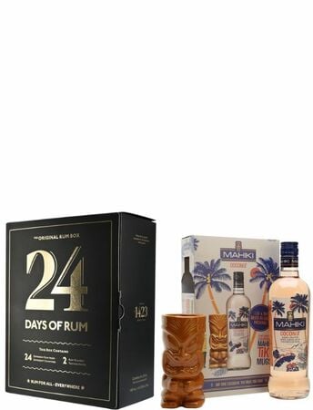 Rumový kalendár – 24 Days of Rum (2024), GIFT + Mahiki Coconut Tiki Mug Set, GIFT ZADARMO