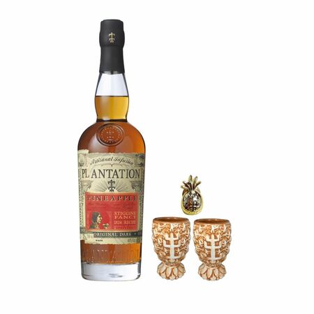 Plantation Pineapple + 2 x Plantation - Stiggins Shot Glass + Plantation - špendlík ananás