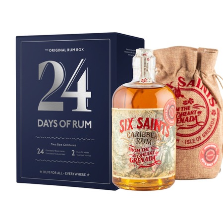 Rumový kalendár – 24 Days of Rum Blue Edition + Six Saints Hot &amp; Spicy Finish, GIFT ZADARMO