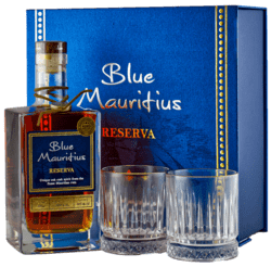 Blue Mauritius Reserva Rum + 2 poháre, GIFT